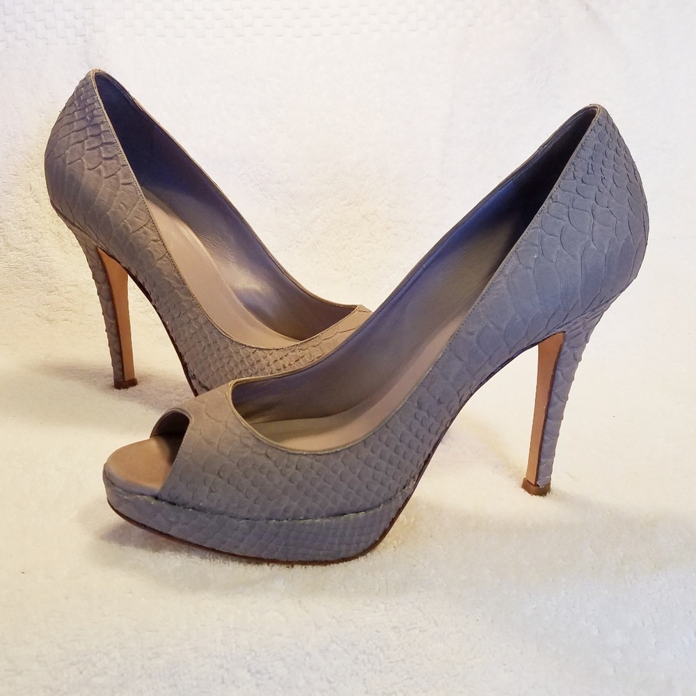 COLE HAAN PEEP TOE BEIGE LEATHER PUMPS 10B